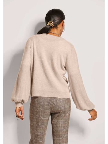MADELEINE Kaschmir-Cardigan mit Ballonärmeln in beige / melange