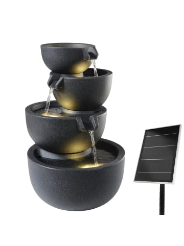 MARELIDA Outdoor Schalenbrunnen - 3 Kaskaden, Solar, LED Beleuchtung