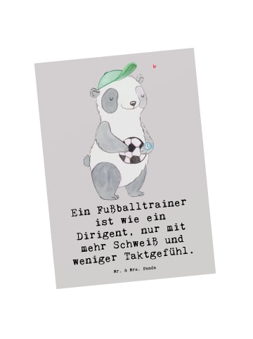 Mr. & Mrs. Panda Grußkarte Fußballtrainer Dirigent mit Spruch in Grau Pastell
