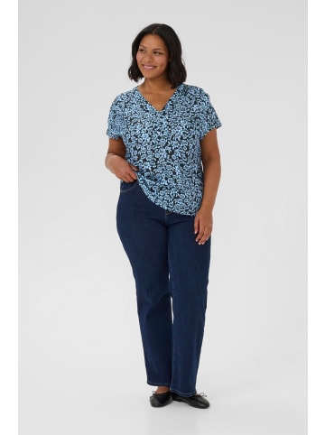 KAFFE curve Bluse kurzarm KCamina Loose fit in Black/Windsurfer Flower Print
