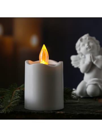 MARELIDA LED Grabkerze Grablicht mit Lichtsensor flackernd H: 9,5cm in weiß