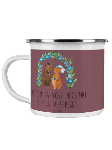 Mr. & Mrs. Panda Camping Emaille Tasse Polterabend Spaß mit Spruch in Kaffa Coffee