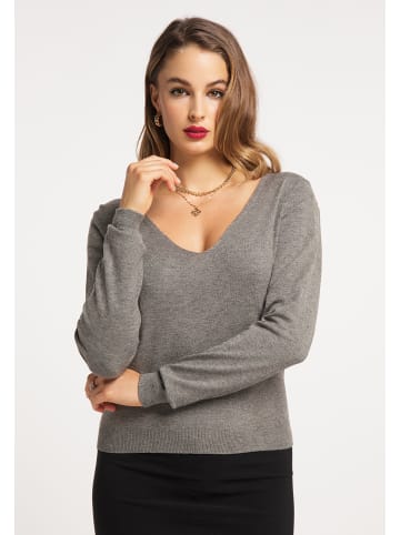 faina Damen Strickpullover in Grau Melange