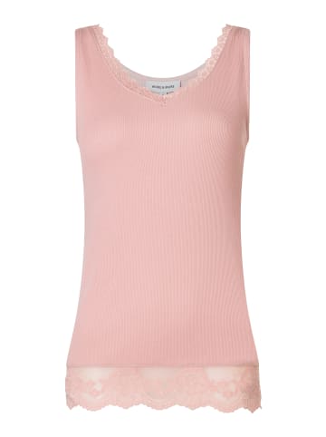 More & More schmales Rippentop mit Spitzenborte in mellow rose