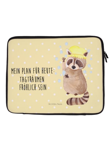 Mr. & Mrs. Panda Notebook Tasche Waschbär mit Spruch in Gelb Pastell