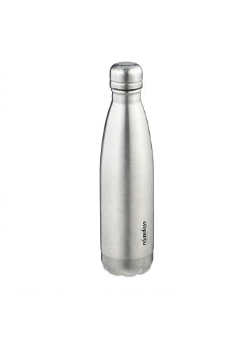 relaxdays Edelstahl-Trinkflasche in Silber - 500 ml