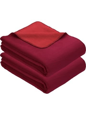 Erwin Müller Baumwollmischung Wohndecke 2er-Pack Matera in dunkelrot/rot