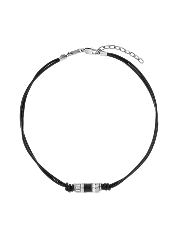 s.Oliver Kette mit Anhänger Edelstahl, Leder in Schwarz