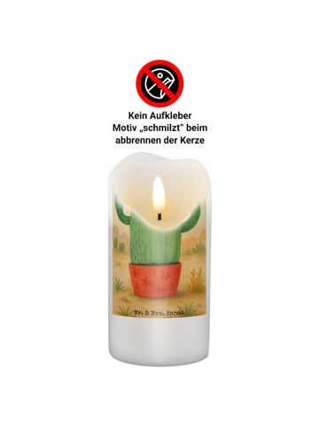 Mr. & Mrs. Panda Stumpenkerze Kaktus Wut Design ohne Spruch in Weiß