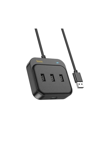 HOCO HOCO HUB-Adapter 4in1 USB auf USB2.0*3+RJ45 100 Mbit/s in Schwarz