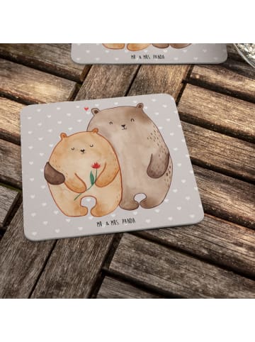Mr. & Mrs. Panda Glasuntersetzer Bären Liebe ohne Spruch in Grau Pastell