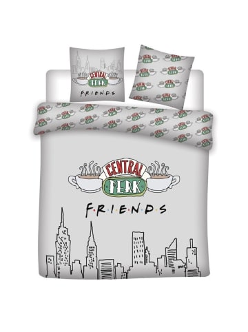 COFI 1453 Friends Doppelbettwäsche Set – 1x Deckenbezug 240x220 cm & 2x in Grau