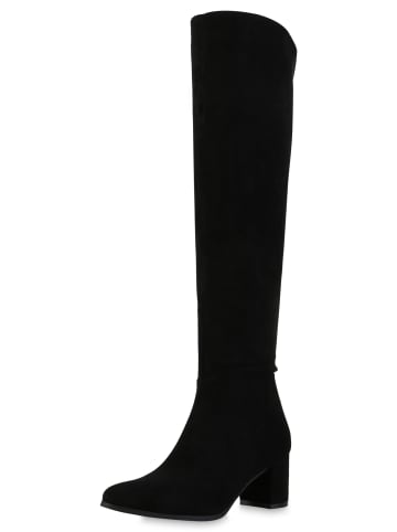 VAN HILL Overknees Amber in Schwarz Velours