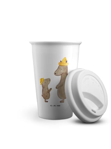 Mr. & Mrs. Panda Thermobecher Bären mit Hut ohne Spruch in Weiß