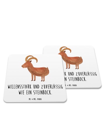 Mr. & Mrs. Panda Glasuntersetzer Sternzeichen Steinbock mit Spruch in Weiß