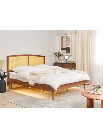 Beliani Doppelbett VARZY in Braun/Naturfarben - (W) 185 x (H) 149 x (L) 204 cm