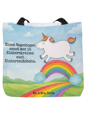 Mr. & Mrs. Panda Shopper Einhorn Regenbogen Design mit Spruch in Weiß