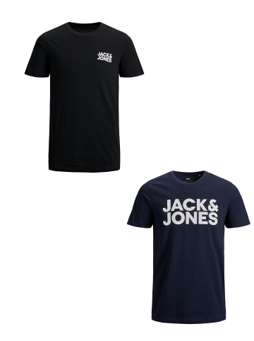 Jack & Jones 2er-Set Plus Size T-Shirt Logo in Weiß-Grau