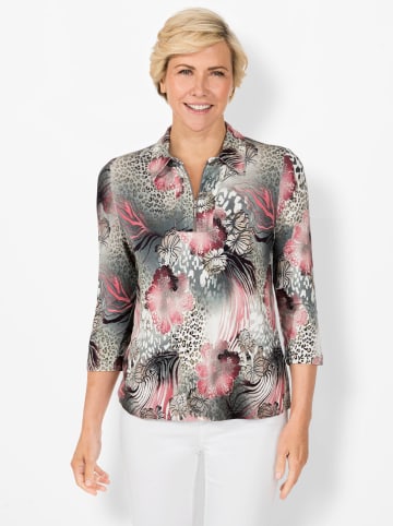 WITT WEIDEN Poloshirt in flamingo-steingrau-bedruckt