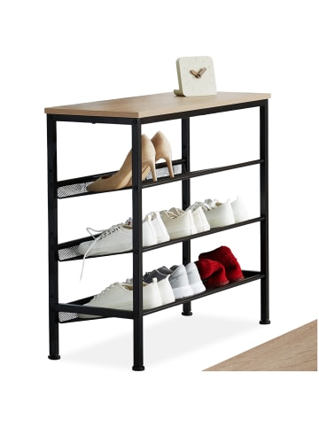 tectake Schuhregal Wolverhampton 75,5 x 30,5 x 69,5 cm, Industrial Holz hell, Eiche Sono