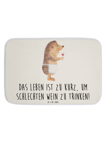Mr. & Mrs. Panda Badteppich Igel Wein mit Spruch in Weiß