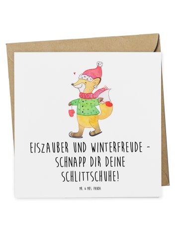 Mr. & Mrs. Panda Gutschein Winter Schlittschuhlaufen mit Spruch in Weiß