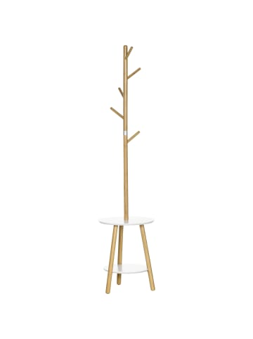 HOMCOM Garderobenständer-39,5L x 39,5B x 171H cm-Naturholz
