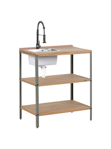 Beliani Gartenküche IVREA in Braun/Grau/Schwarz - (W) 80 x (H) 92 x (L) 50 cm