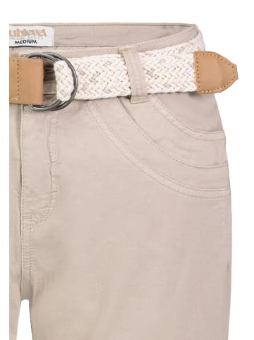 Sublevel Bequeme Caprihose Flechtgürtel Seitentaschen in Beige-2