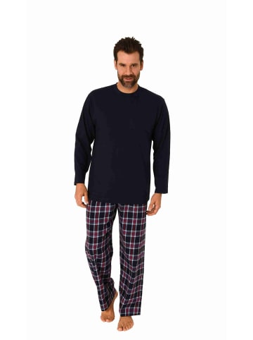 NORMANN langarm Schlafanzug Pyjama karierte Flanell Hose - 70839 in navy