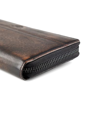 Greenburry Destressed Geldbörse RFID Schutz Leder 19 cm in teak brown