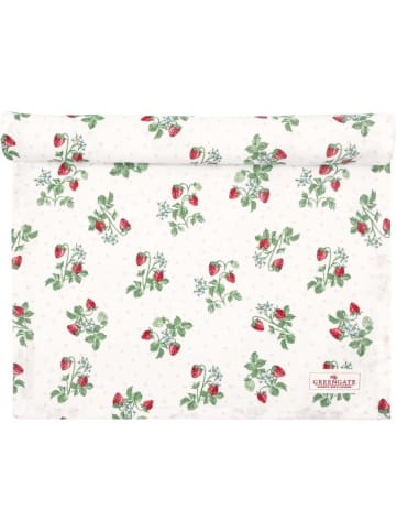 Greengate Tischläufer BERRY Weiß mit Erdbeeren