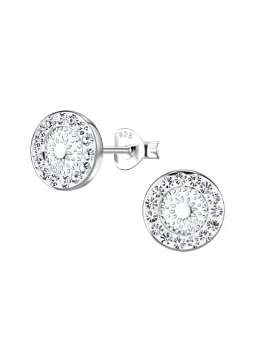 Alexander York Ohrstecker GEO Kristall rund 9 mm I weiß in 925 Sterling Silber, 2-tlg.