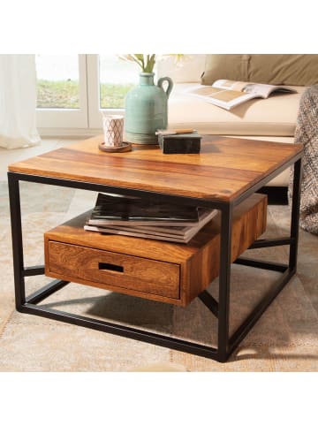 KADIMA DESIGN Couchtisch 60x60x40 cm Massivholz / Metall Sofatisch