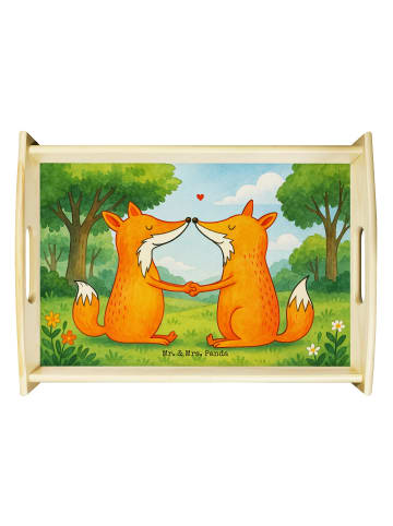 Mr. & Mrs. Panda Tablett Füchse Liebe Design ohne Spruch in Weiß