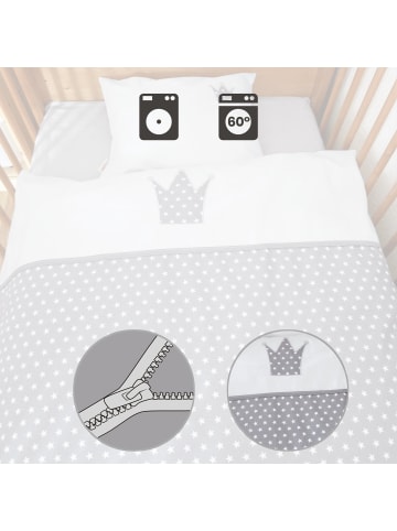 Erwin Müller Linon Baby-Wendebettwäsche in grau-weiß