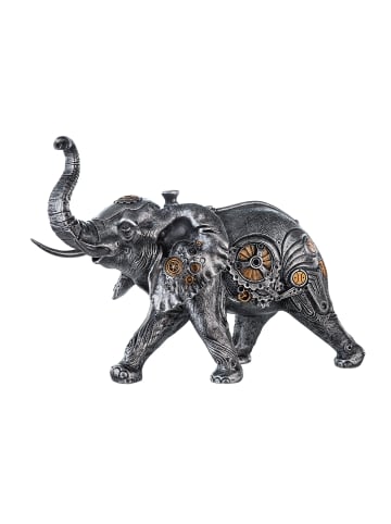 GILDE Skulptur "Steampunk Elefant" in Silber - H. 23 cm - B. 28 cm