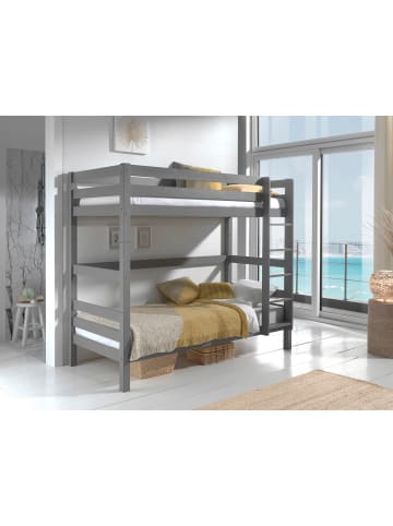 58 aufm Kessel ETAGENBETT Karolina 210x182x105 aus Massivholz in grau