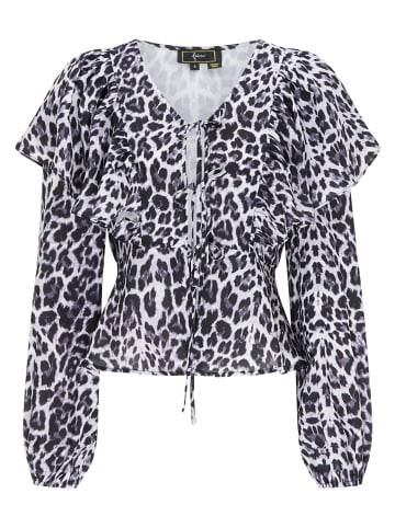 faina Damen Bluse in Schwarz Weiss Leo