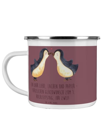Mr. & Mrs. Panda Camping Emaille Tasse 1. Hochzeitstag Papierhoc... in Kaffa Coffee