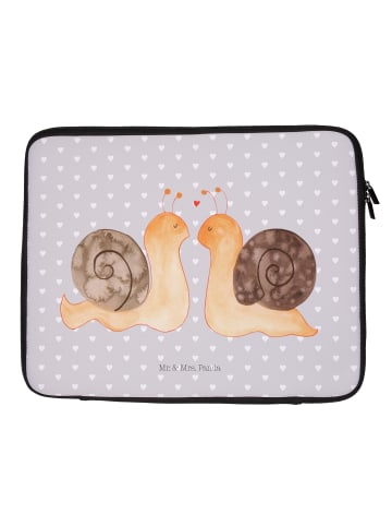 Mr. & Mrs. Panda Laptop Hülle Schnecken Liebe ohne Spruch in Grau Pastell