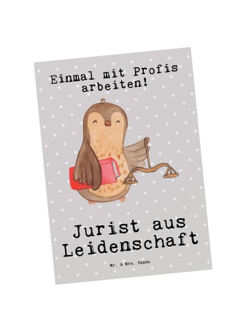 Mr. & Mrs. Panda Wanddeko Jurist Leidenschaft mit Spruch in Grau Pastell