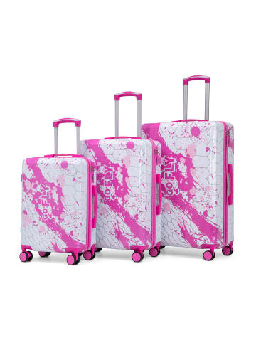 ABRIHOME Kofferset in Rosa 3-teilig 20 24 28 Zoll PC mit Zahlenschloss