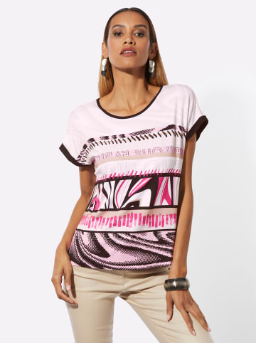 creation L Rundhalsshirt in altrosa-schwarz-bedruckt
