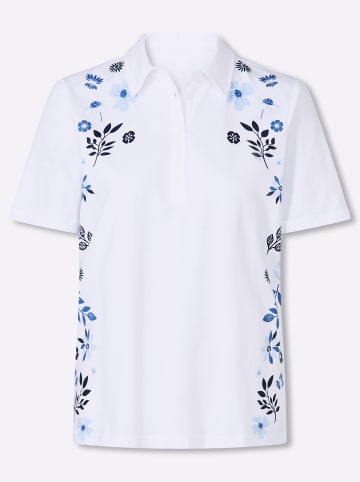Sieh an! Poloshirt in weiß-marine-bedruckt