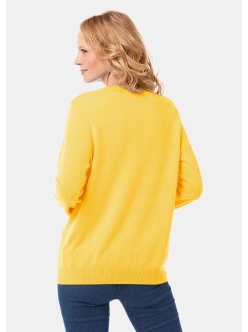 GOLDNER Strickjacke Uni Merino-Cardigan Langarm in gelb