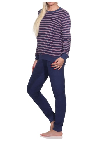 NORMANN Frottee Schlafanzug langarm Pyjama Bündchen - 82737 in navy