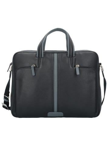 Piquadro Aktentasche Leder 39 cm Laptopfach in schwarz grau