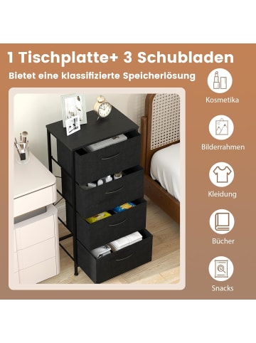 COSTWAY Kommode mit 4 Stoff Schubladen in Schwarz