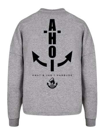 F4NT4STIC Oversize Sweatshirt Ahoi Anker Knut & Jan Hamburg in grau meliert